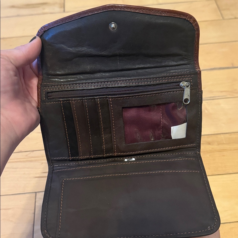 American West Brown and Tan Leather & Hair-on Hide Wallet - Picture 3 of 4